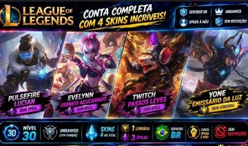CONTA LEAGUE OF LEGENDS NÍVEL 30 Skin - Yone Emissário da Luz