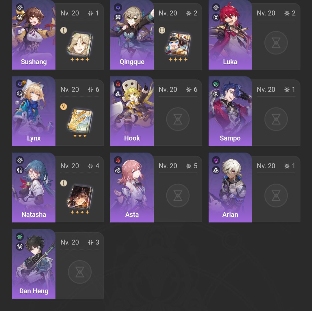 (AMÉRICA) Castorice E0S1, Evernight, Hyacine, Tribbie, Yao Guang e + (DESCRIÇÃO)