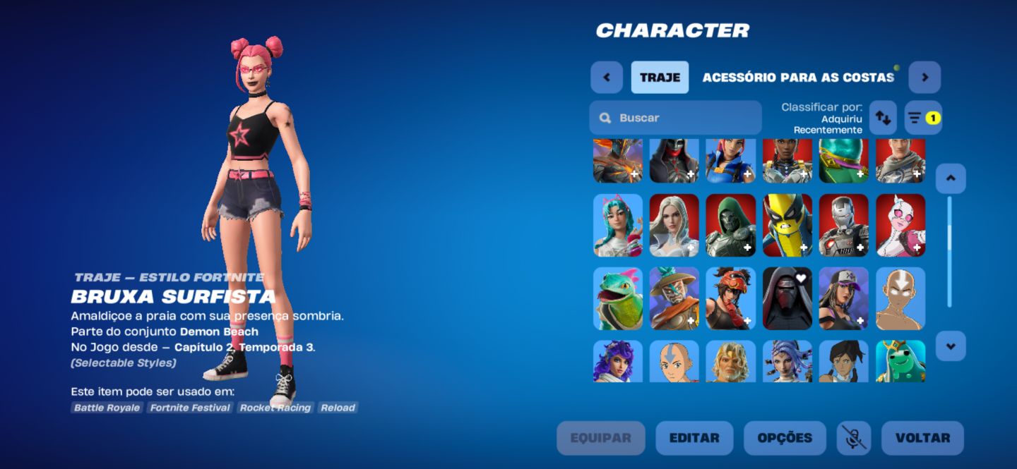 Conta Fortnite Neymar + Griddy + Arlequina | Skins Tryhard