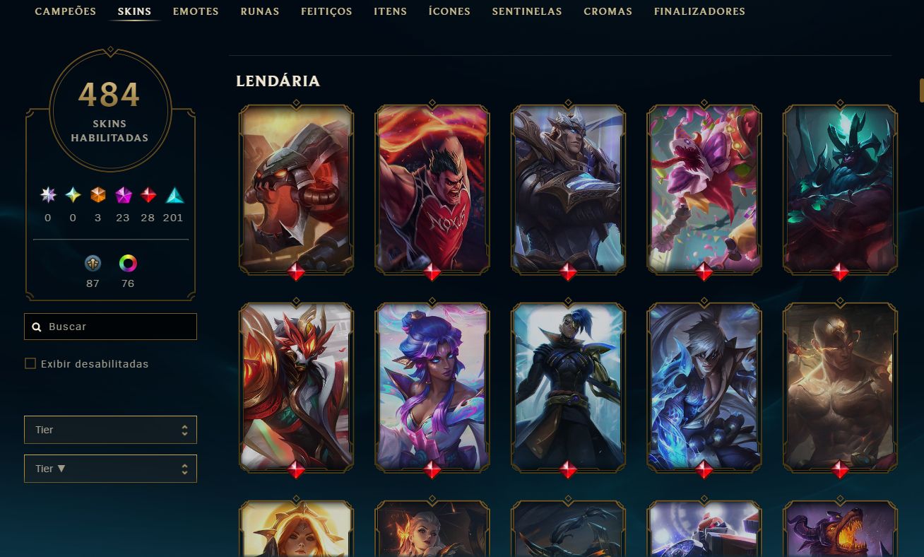 Conta Nível 766 - Platina IV Solo/Platina III Flex - 484 Skins
