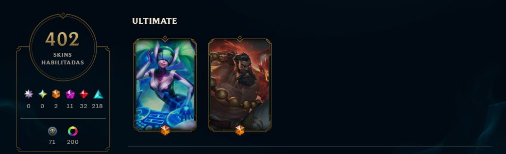 CONTA LOL +400 SKINS DIAMANTE (VALOR NEGOCIÁVEL) LEE E NAMI MITICOS
