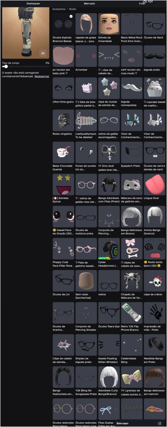Conta de Roblox Feminina e Masculina