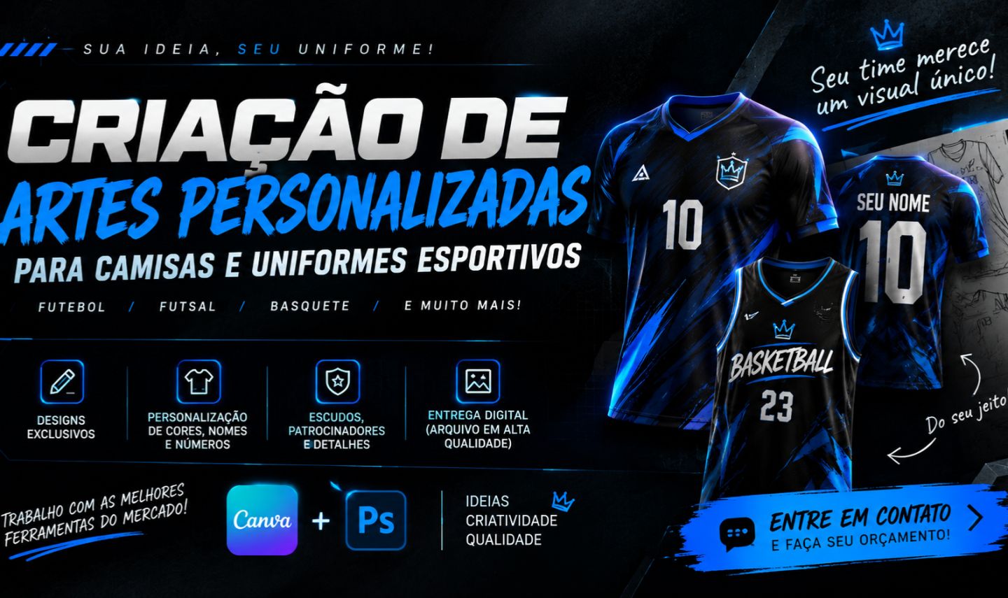 ARTES DE CAMISAS ESPORTIVAS | FUTEBOL E BASQUETE | DESIGNS EXCLUSIVOS