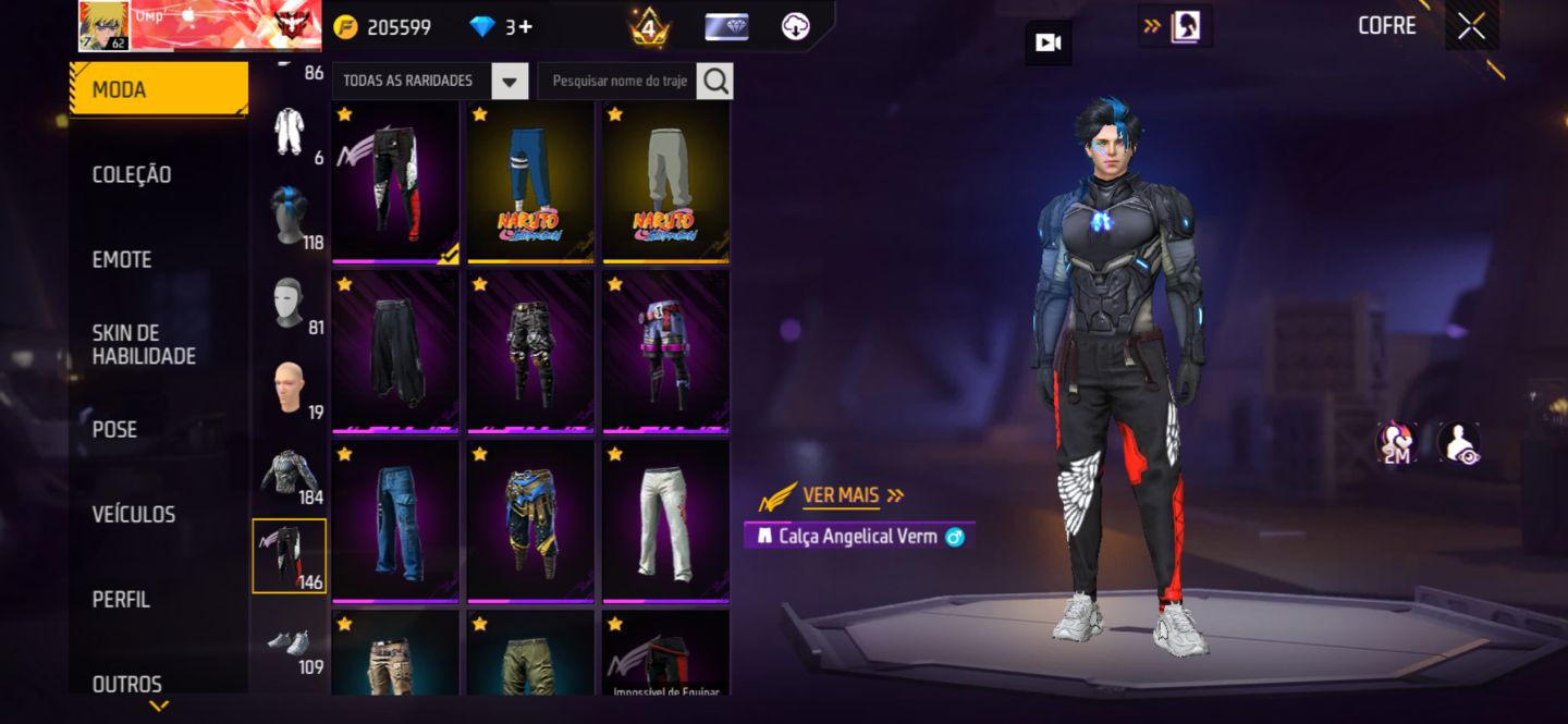 Conta de Free Fire com angelical vermelha