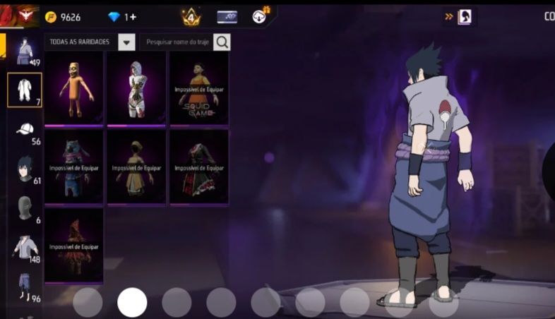CONTA FF GEMADA 9 ANOS C/ SKINS | 11 CONJUNTOS DA PARCERIA NARUTO