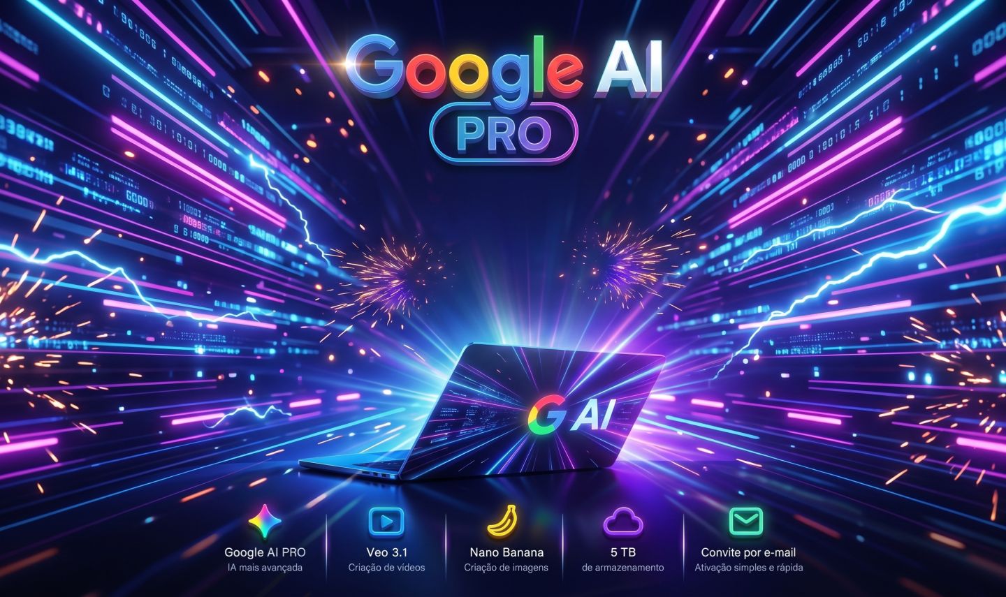 GOOGLE AI PRO | 5TB + GEMINI 3 PRO + VEO 3.1 + NANO BANANA E MAIS | NO SEU EMAIL