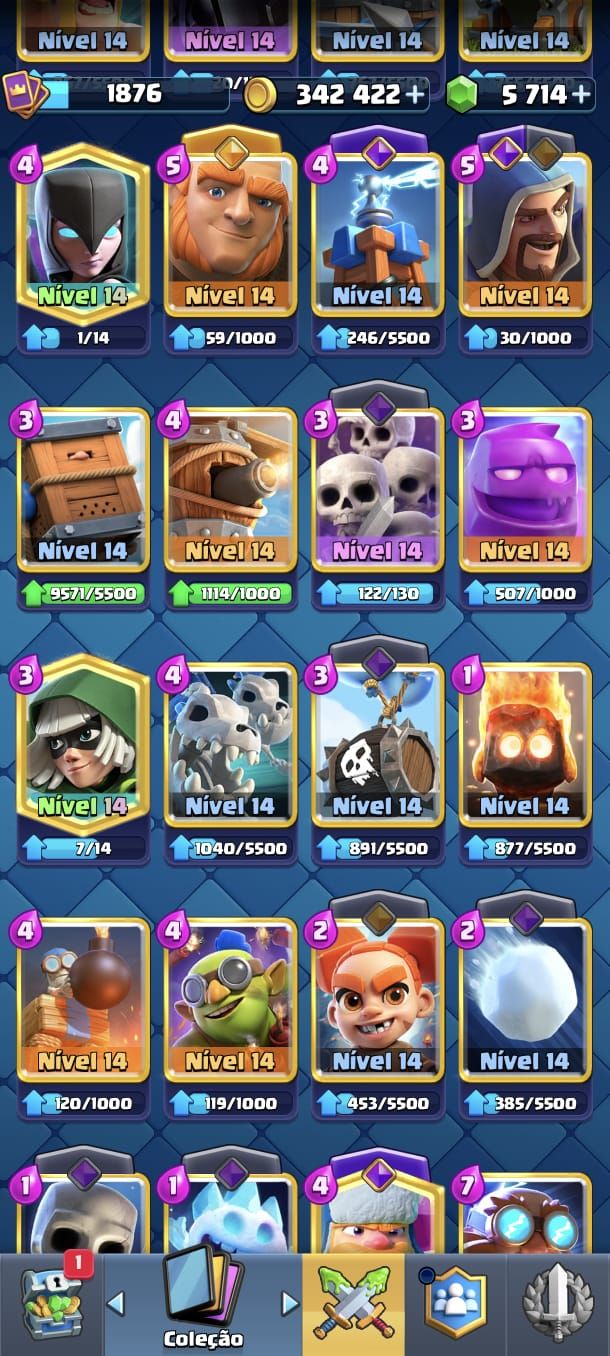 CR - 1920 Pontos de Coleção - Torre 16 - 6 Heróis - 23 Evos - 14000 Troféus
