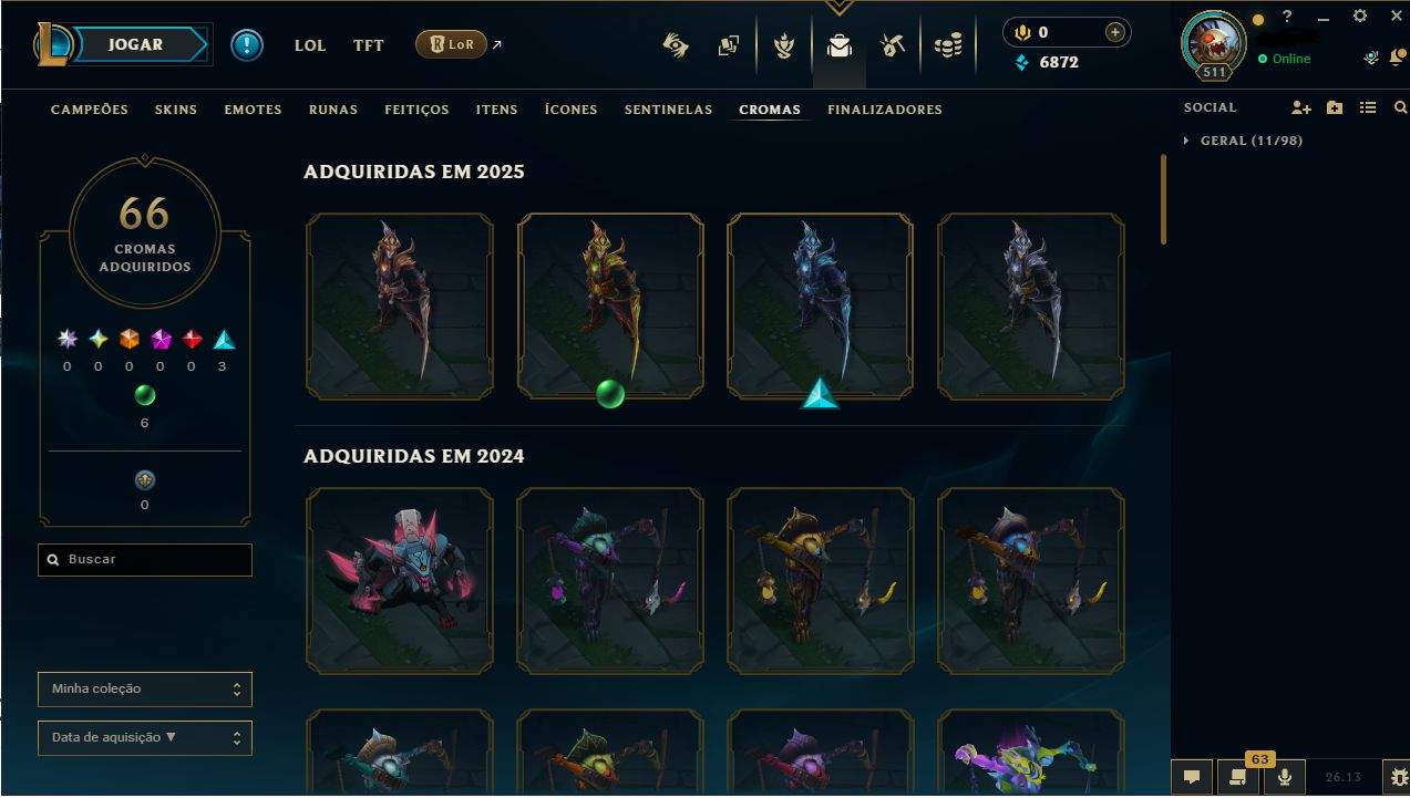 Conta riot com (LoL 219 skins) e (valorant conta criada ep1 ato1)