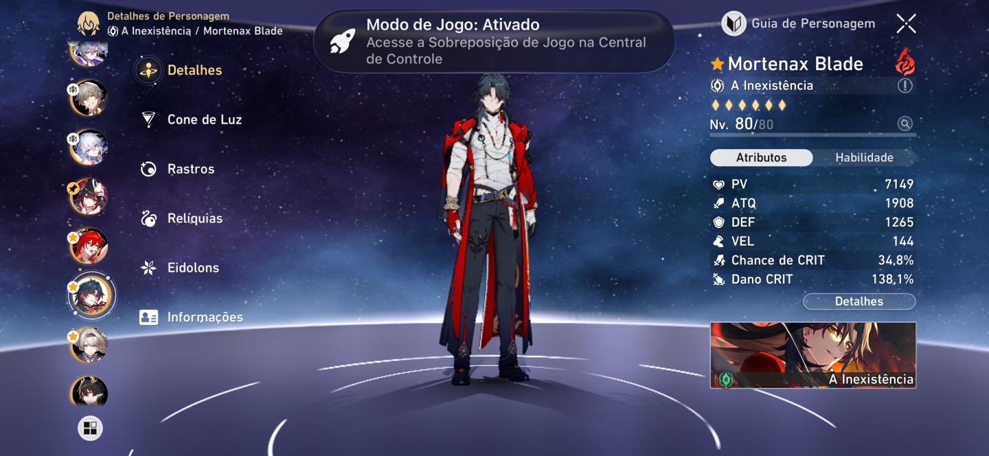 Conta no HSR, Silver Wolf 999+cone, Himeko+cone, Blade Mortenax+cone