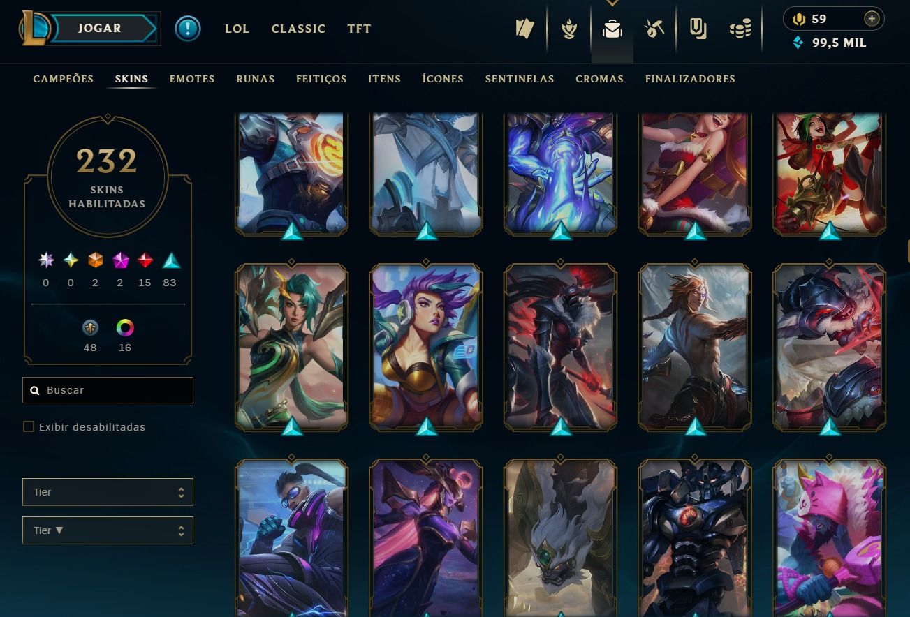 CONTA DE 2017 - 232 SKINS - LVL 374 - TODOS CAMPEÕES - 99K DE EA - 24 CROMAS