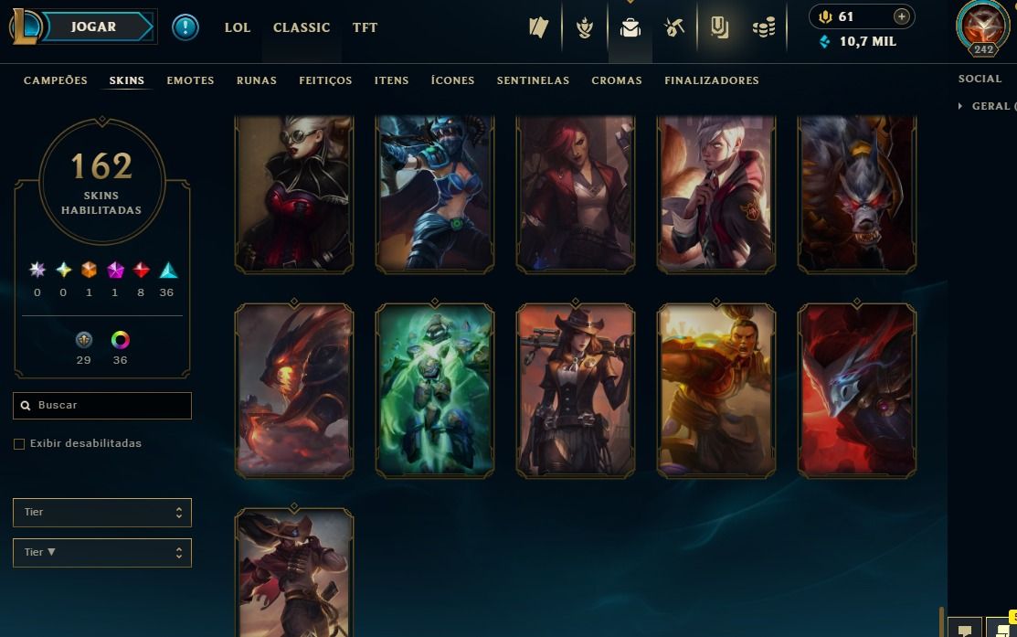 Full Acesso - 162 Skins - Todos Campeões - Level 242 - Season 2