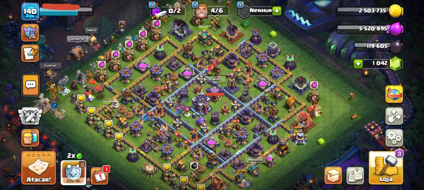 CONTA CLASH OF CLANS CV15 | 6 CONSTRUTORES | 1.000+ GEMAS | RAINHA 80