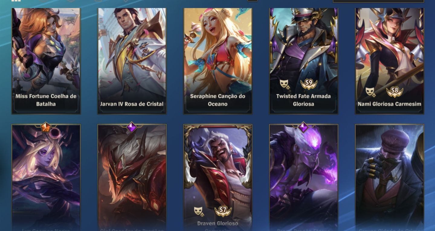 Conta wild rift com skins prestígio e lendárias.