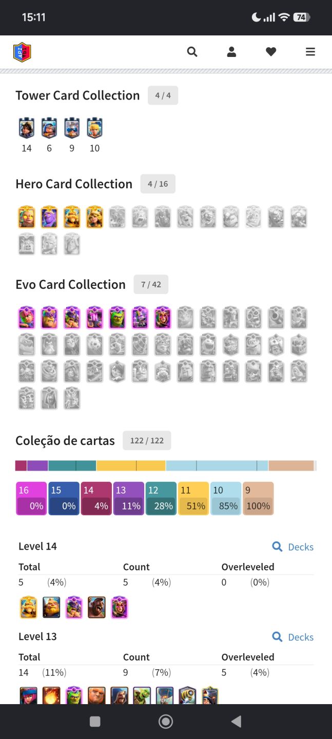 Conta de Clash Royale Lv14