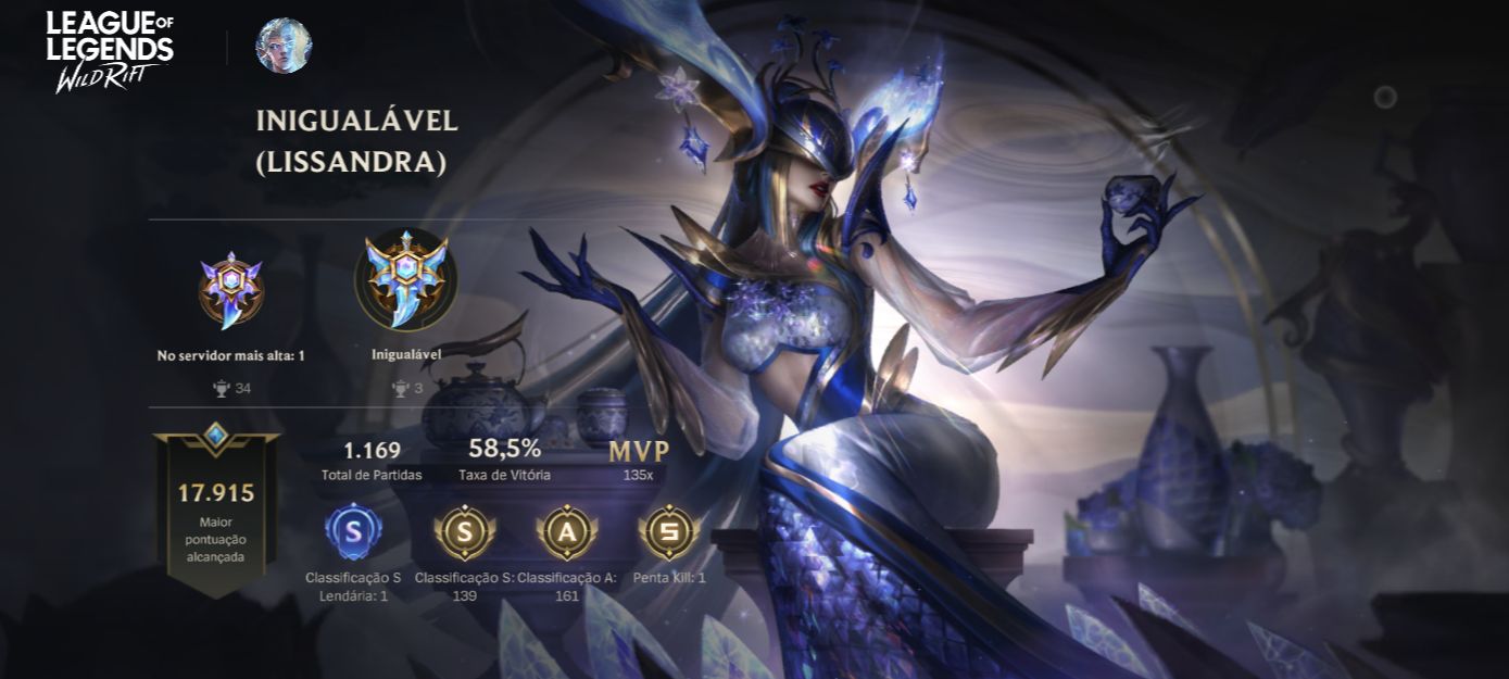 Conta Wild Rift - Main Lissandra (Inigualável Top 1)