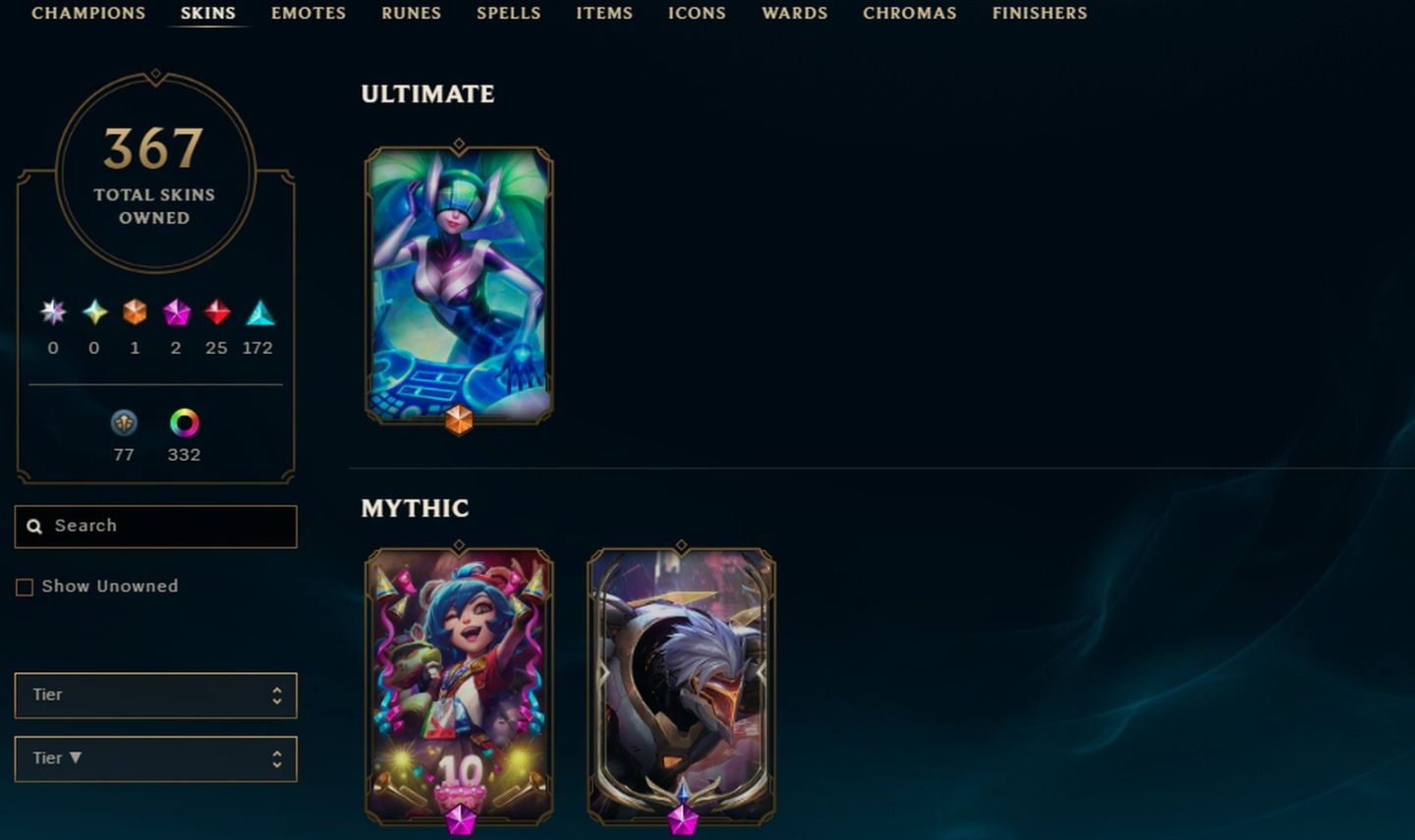 367 SKINS, 334 CHROMAS - CONTA DE LEAGUE OF LEGENDS