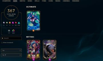 367 SKINS, 334 CHROMAS - CONTA DE LEAGUE OF LEGENDS