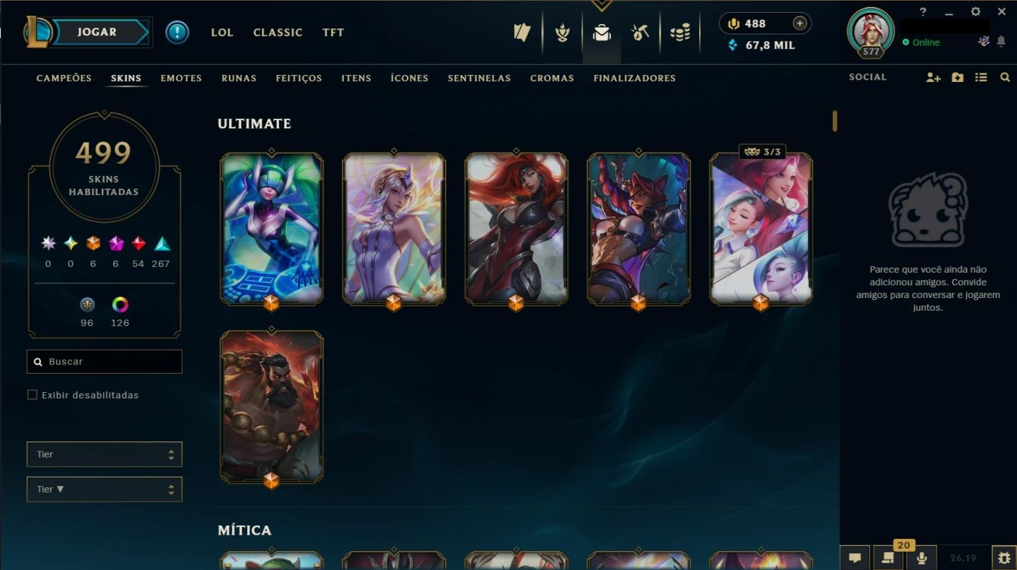 Conta com 501 skins