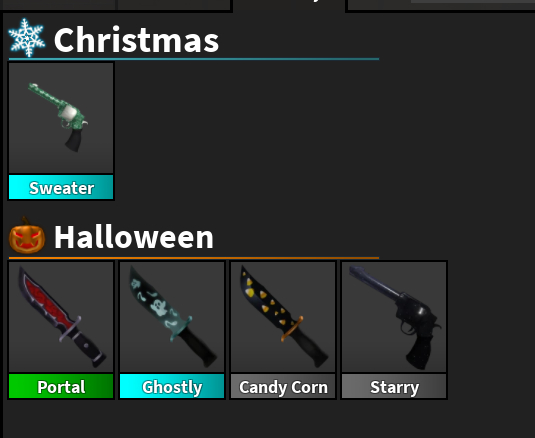 Facas e Itens MM2 (Halloween+, Christmas+)