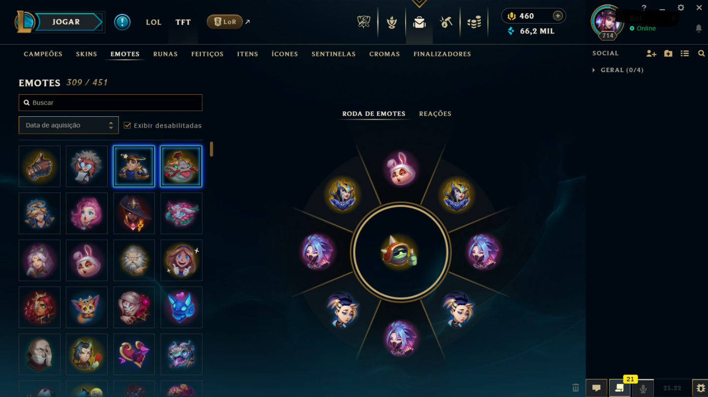 Conta LoL LvL 714, 326 skins, 428 ícones, todos os champions - League of Legends