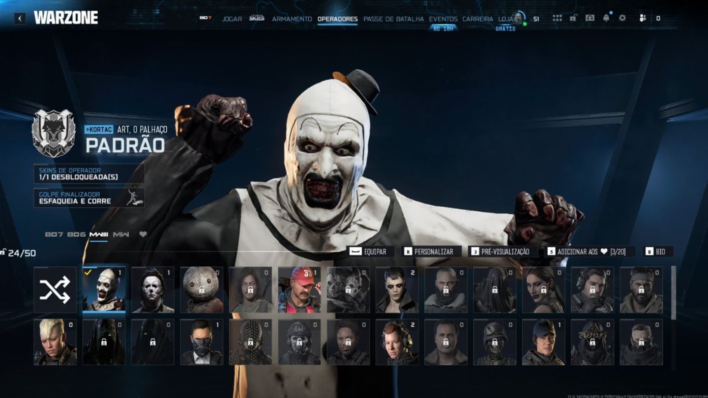 T800/ BAILARINA/ ART TERRIFIER/ CORVO/ MICHAEL MYERS/ CONTA TRYHARD E RARA
