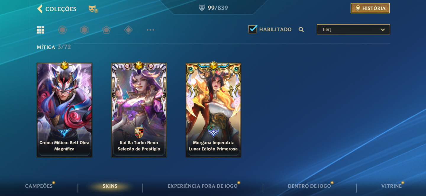 Conta com skin da kaisa turbo neon prestígio
