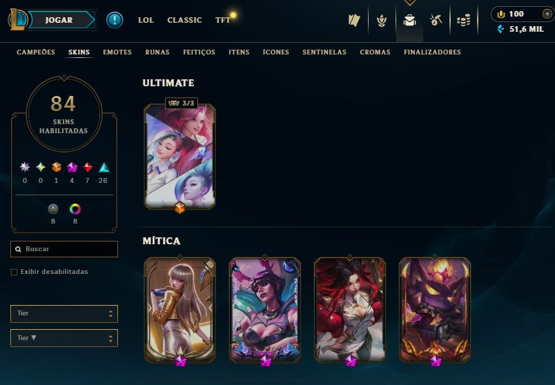Conta diamante 4 / Full acesso / 84 skins + / miticas e raras