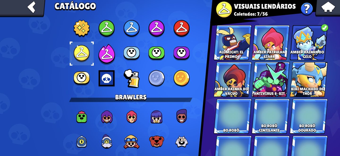 CONTA BRAWL STARS INSANA | 105/107 BRAWLERS|SKINS LENDÁRIAS/MÍTICAS HIPERCARGAS