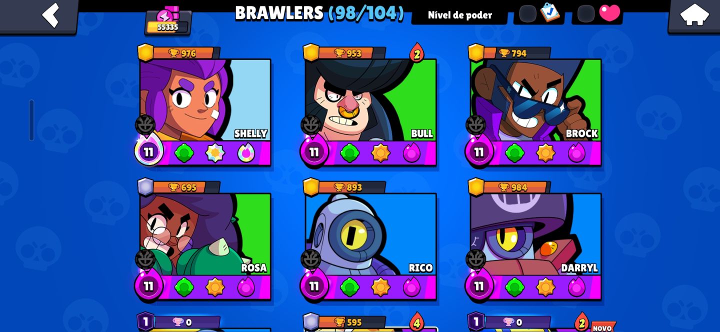 Conta de brawls stars com skins dos antigos passes e skins lendárias