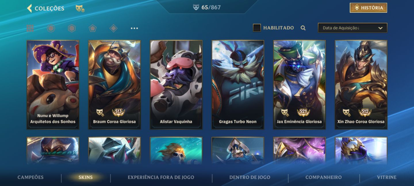 Wild Rift Conta 65 Skins (Lendárias + Épicas) | Nível 160