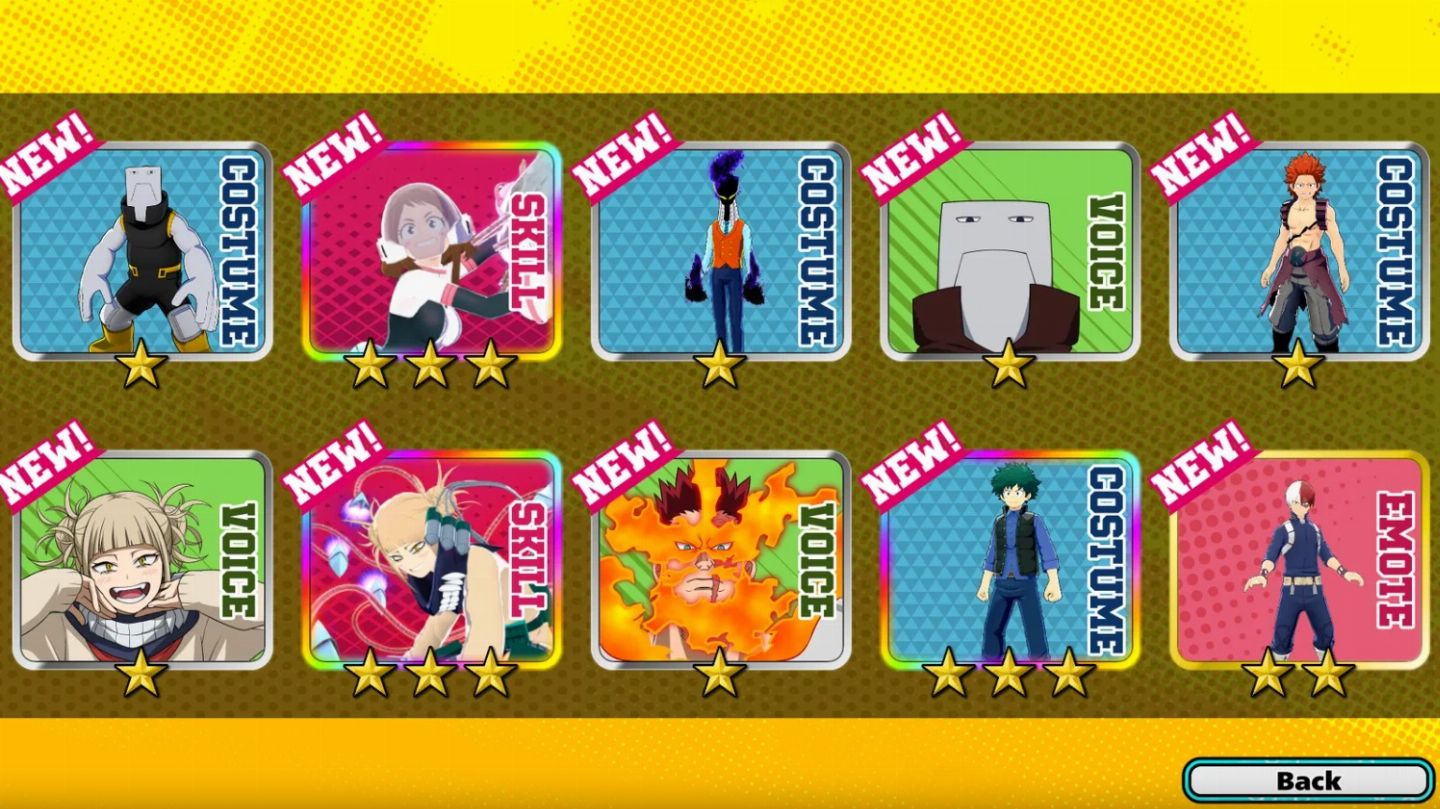 My Hero Ultra Rumble - Steam - Opçoes com Personagem/Estilo Alternativo/Skins