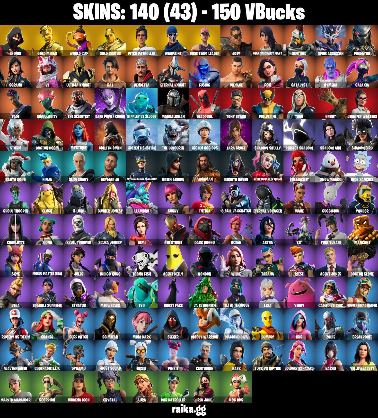 PC/PSN/NIN 140 skins | OG STW | Indigo Kuno | IKONIK | Gold Midas