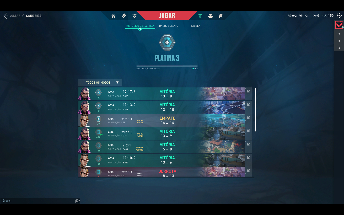 Conta valorant Diamante 1, mmr muito alto, email não confirmado e alterável.