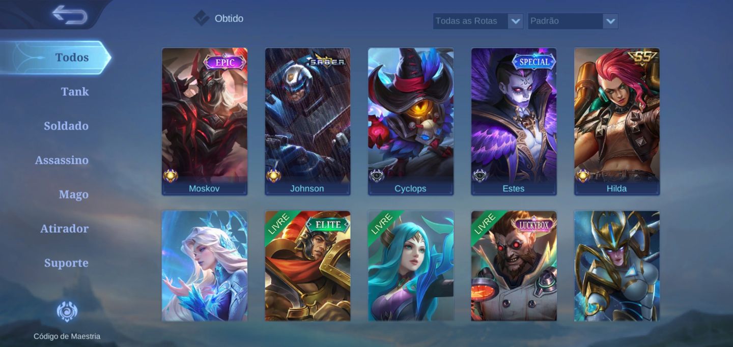 TODOS OS HERÓIS E VARIAS SKINS GASTO MAIS DE 1k real