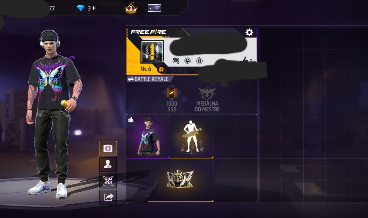 CONTA FF NIVEL 6 + 1 SKIN VIBE METAMORFOSE + 1 GELO ASAS DO REY + EMOTE RARO