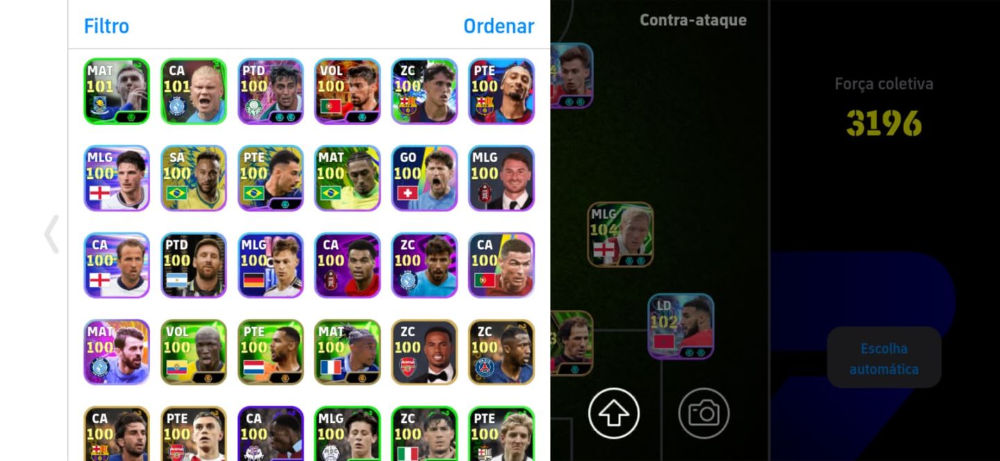 CONTA eFOOTBALL COM FORÇA COLETIVA 3196! CUCURELLA 105 + CRAQUES 105 !!