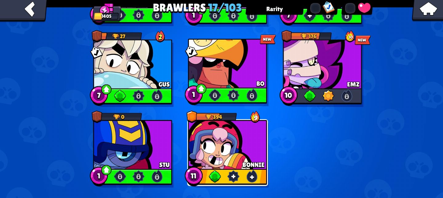Brawl Stars| 18 Brawlers | 1405 Troféus | Bonnie Power 11 | Skins Inclusas |BS02