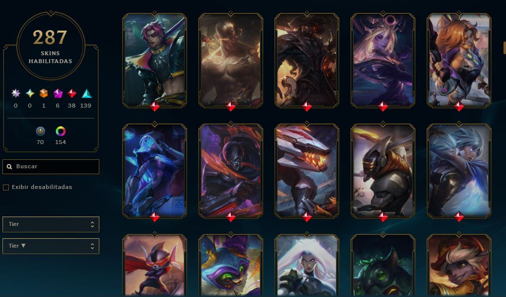FULL ACESSO - 287 SKINS - MESTRE - 69,4K ESSENCIA AZUL - LEVEL 853