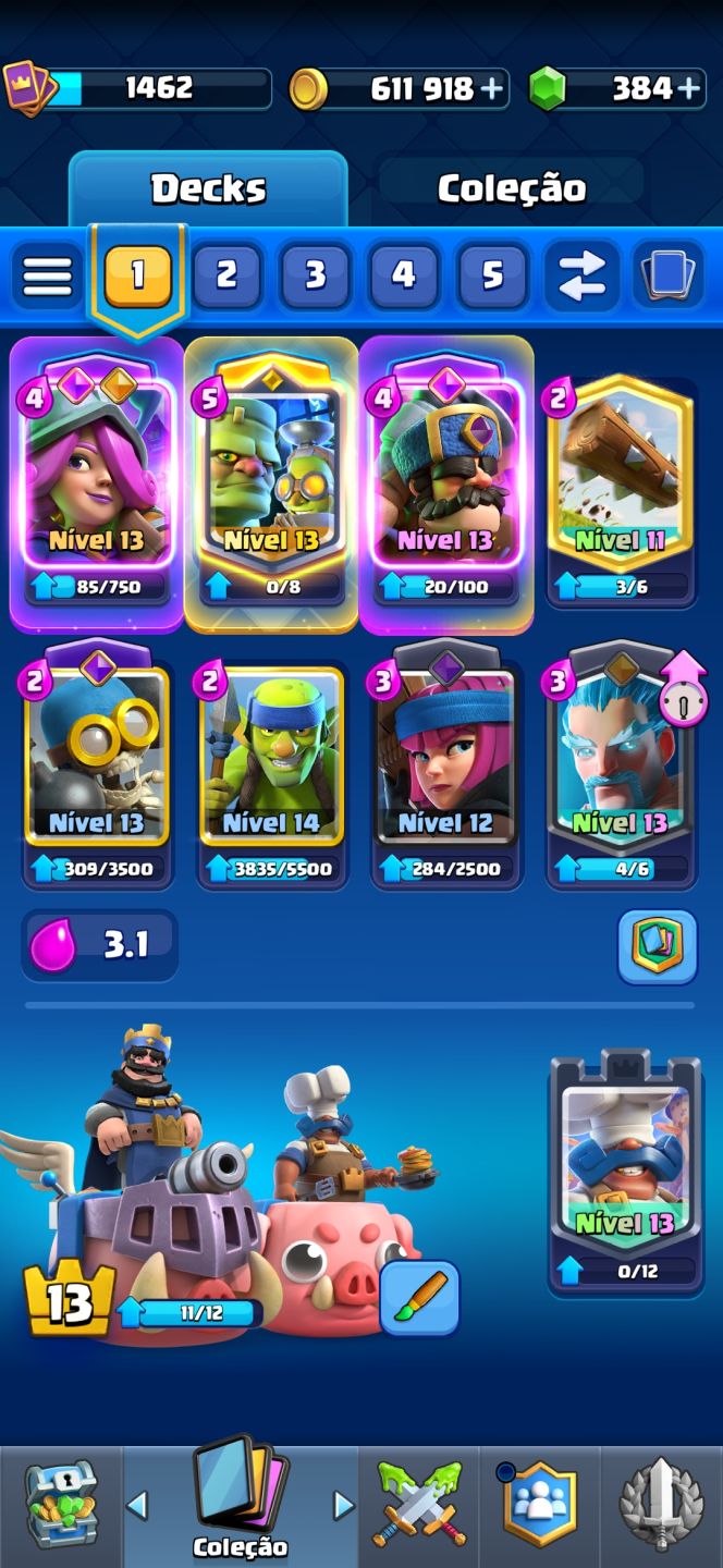 Clash royale 8k de troféus evoluções nas imagens.