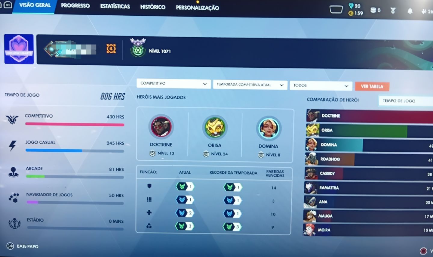 Conta de overwatch +DE 200 SKINS LENDÁRIAS