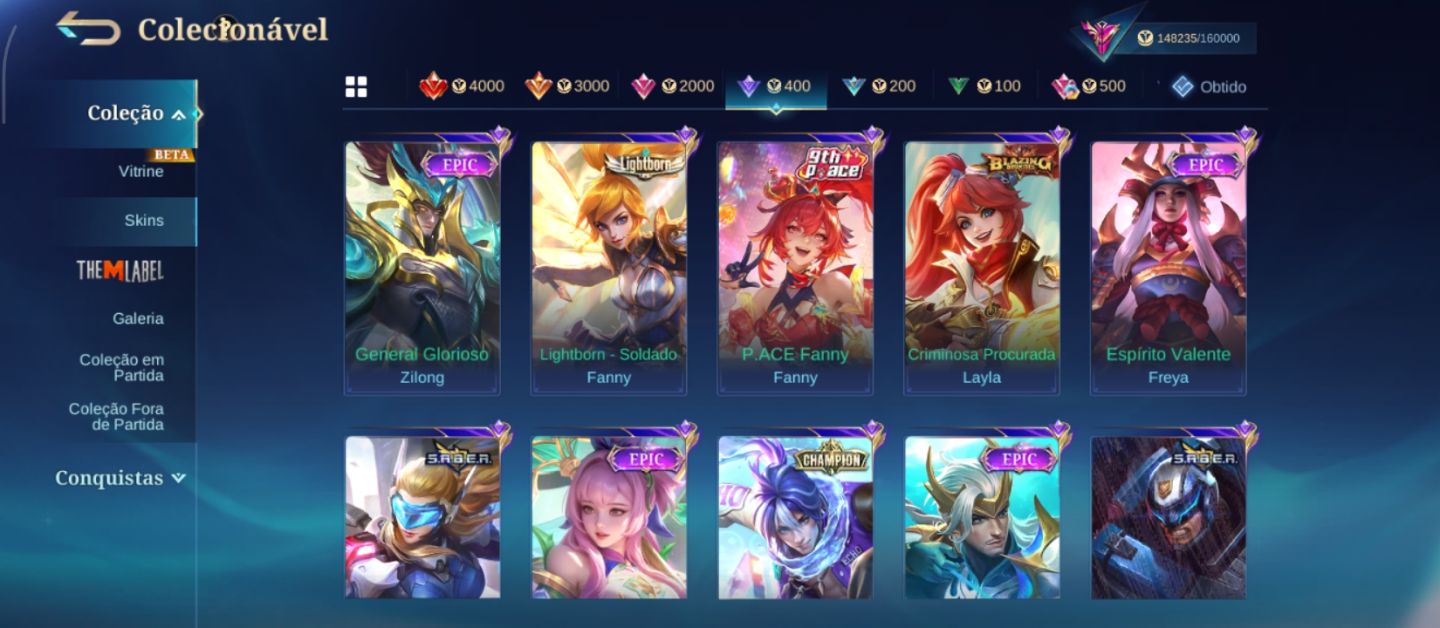 Legend Lunox - 463 Skins - Full herói e emblemas - líder de clã nível 10