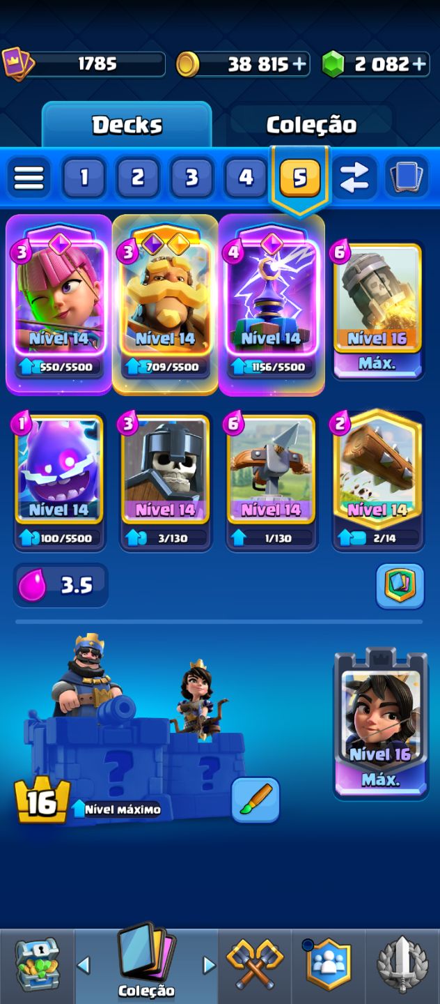 Conta premium com muitas skins e emotes - Clash Royale