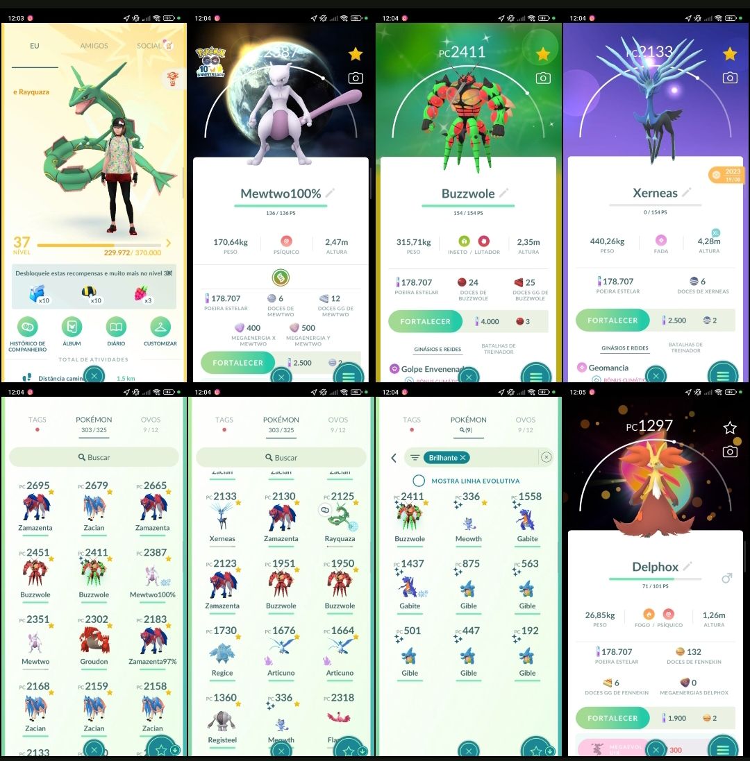 Nível 37 | Mewtwo 100% IV + 18 Lendários (Buzzwole Shiny, Xerneas) Q257
