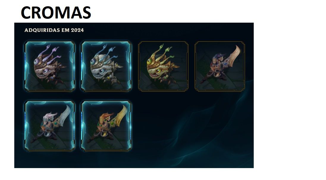 CONTA LOL OURO III 11 SKINS (COM TRYNDAMERE E KOG'MAW VITORIOSO + CROMAS)