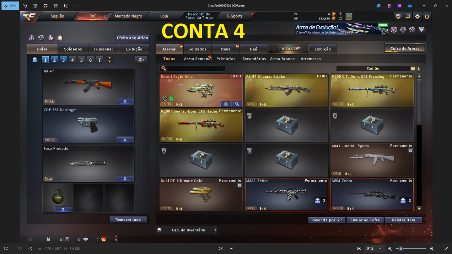 CONTAS CROSSFIRE COM CHEYTAC OU AWM, E CYBORG Variantes de VIPS Email ON