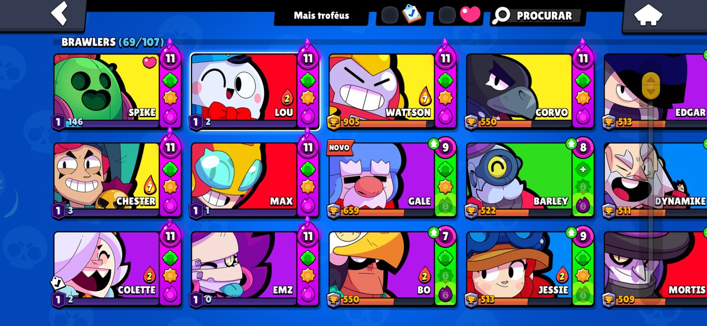 CONTA BRAWL STARS 69/109 BRAWLERS PRATICAMENTE TODAS AS SKINS FULL ACESSO