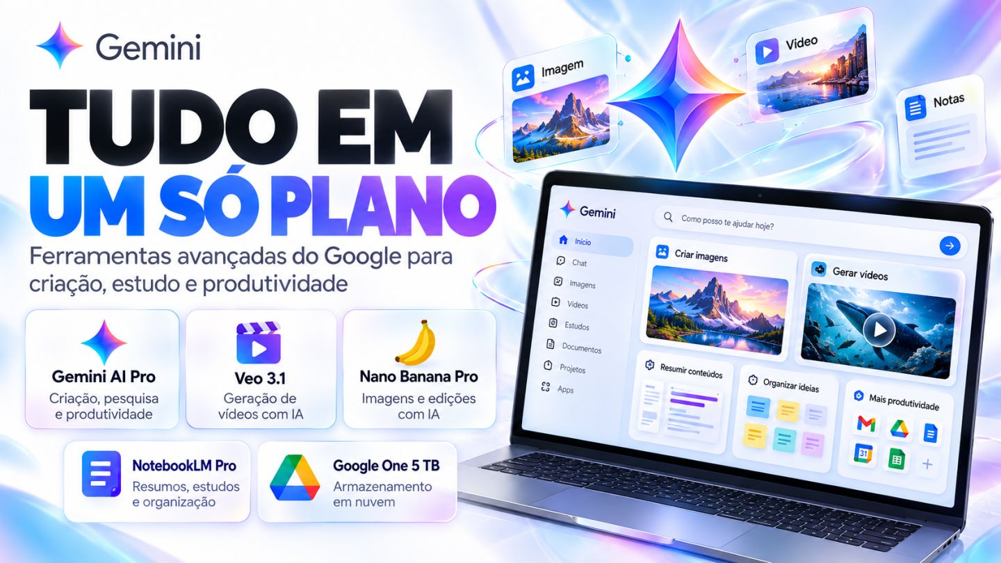 GEMINI AI PRO 30 DIAS | VEO 3.1 + NANO BANANA PRO + NOTEBOOKLM