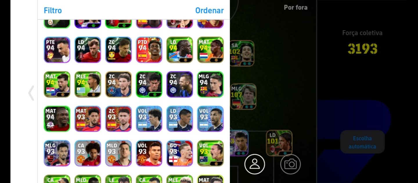 Conta Efootball com vários jogadores e avatares do Naruto