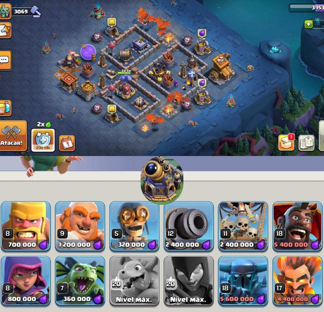 Conta Clash of clans, CV15 Heróis + defesas + muros FULL, Nv EXP 166.