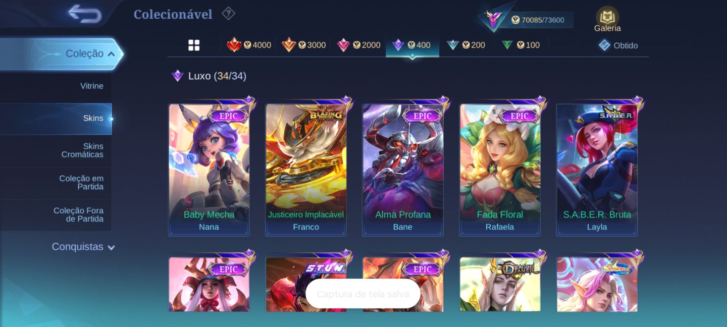 CONTA COLECIONADOR RENOMADO 2 FULL HERÓIS E 309 SKINS